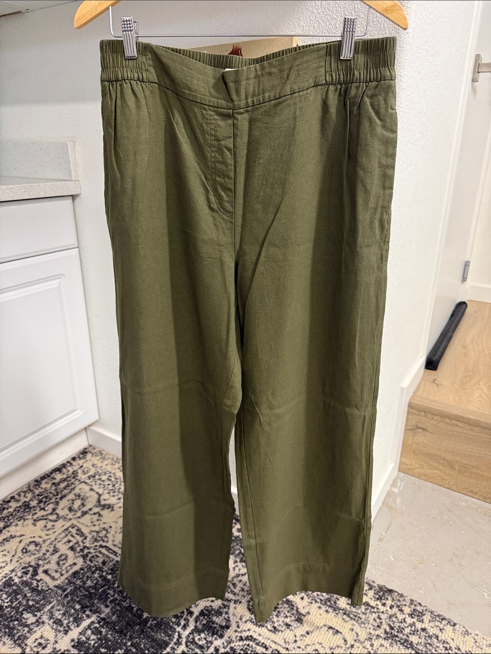 Zara Olive Green Linen-Blend Wide-Leg Pants & Relaxed Blazer - Picture 4 of 4